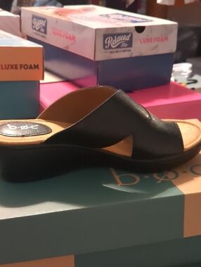 b.o.c. Black Leather-Look Slip-On Mule